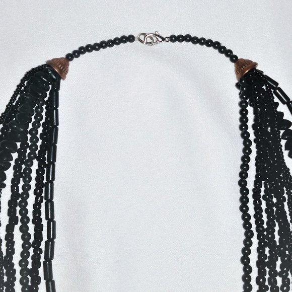 Black Multi-Strand Mixed Beads Choker-Chick/BOHO - Picture 3 of 4